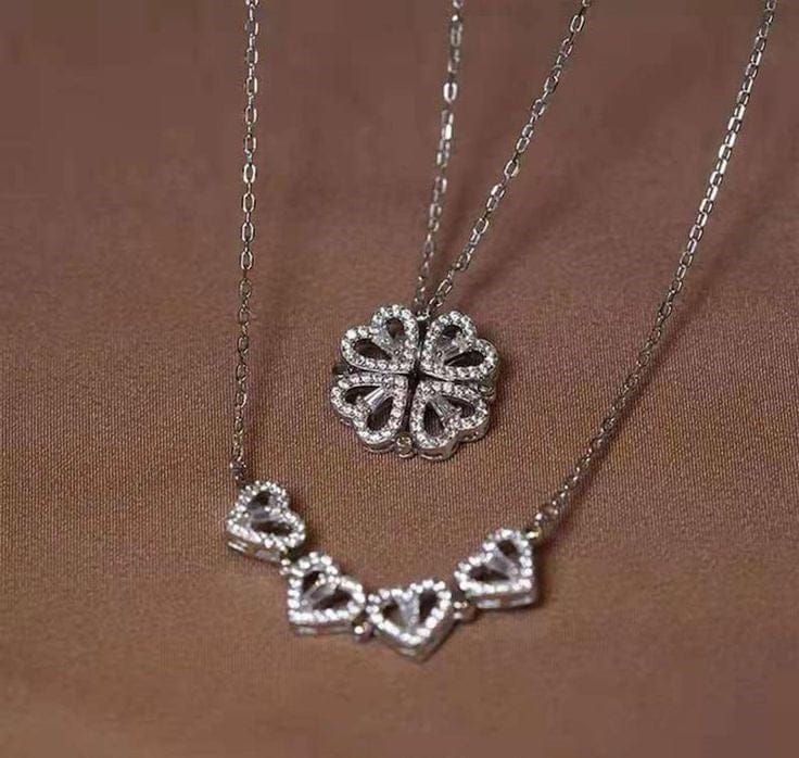 Magnetic Clover Heart Necklace With 2 Finger Rings At Just 499 FOR 100 CUSTOMERS ONLY